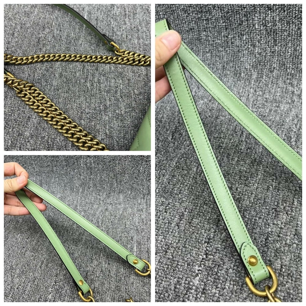 100% Authentic GUCCI GG Marmont Green Small Leather Shoulder Bag - Picture 16 of 16